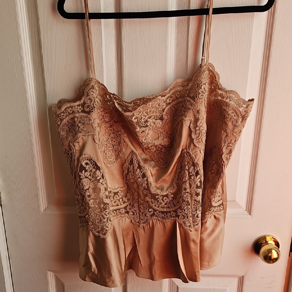 H&M Lace Satin Cami Top in Blush Tan With Matching Skirt New With Tags.